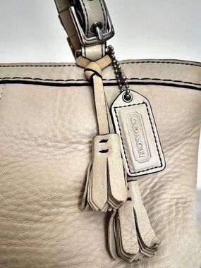 Coach Hampton Pebbled Leather Shoulder Bag with Tassel Charm